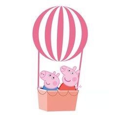 three peppos in a hot air balloon with the words peppa's on it