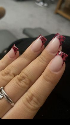 Dope Nail Designs, Print Nails, Short Square Acrylic Nails, Red Leopard, Short Acrylic Nails Designs