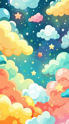 colorful clouds and stars are in the sky