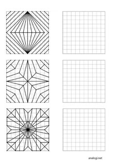 four squares that have been drawn to look like they are in the same square pattern