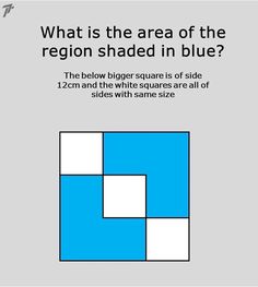 a blue and white square with the words what is the area of the region shaded in blue