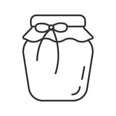 a drawing of a jar with a bow on it