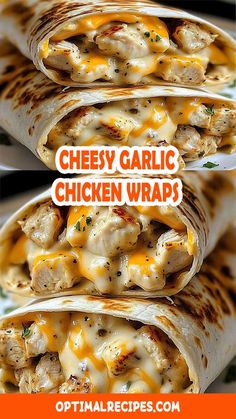 Cheesy Garlic Chicken, Wheat Tortillas, Chicken Wrap Recipes, Dinner Recipes Easy Quick, Quick Easy Dinner, Chicken Wraps, Chicken Recipes Casserole, Cheesy Chicken, Chicken Crockpot Recipes