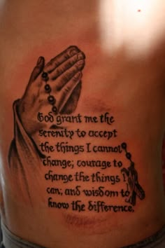 a chest with a tattoo saying god grant me the serenity to accept the things i cannot't change