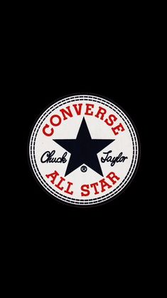 the converse all star logo is shown on a black background