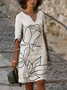 Straight Midi Dress, Floral Prints Fashion, Women Bodycon Dress, Tunic Pattern, Mode Casual, Dress Stores Online, Oversized Dress, Vestidos Vintage, Lady V