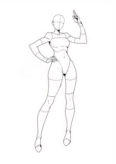 a drawing of a female figure with her hands on her hips