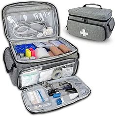 Boczif First Aid Kit, First Aid Storage Carry Bag, Pill Bottle Organizer for Emergency Trauma Medical Kits Supplies Waterproof, Ideal for Home, Office, Car, Travel, Outdoor, Camping, Hiking(Grey) Bottle Organizer, Pochette Portable, Medication Storage, Zippered Pouches, Pill Bottle, Survival Supplies, Medicine Storage, Medical Bag, Medical Kit