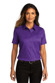 Shop Port Authority LW809 in Purple & get instant bulk discounts. This is 55% Cotton, 45% Polyester Women Dress Shirt | Ships Fast | Award-Winning Customer Service. Beautiful Lace Dresses, Office Shirt, Elegant Prom, Elegant Prom Dresses, Work Uniforms, Port Authority, Twill Shirt, Ladies Short, Work Wear Women