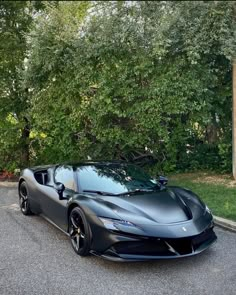 Matte black Ferrari SF90 Ferrari Sf90, Car Tattoo Design, Ferrari California, Aesthetic Car, Car Organization, Street Racing Cars, Ferrari Car, Car Decorations