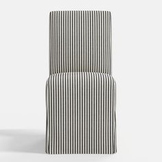 a black and white striped chair on a white background