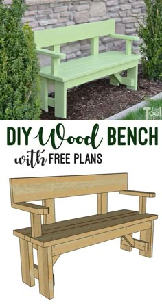 the diy wood bench with free plans is easy to build and can be used as a planter