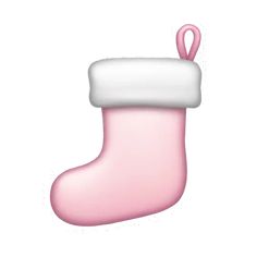 a pink and white christmas stocking with a pink ribbon hanging from it's side