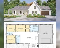 the floor plan for this house is very large and has two separate rooms, one with an attached garage