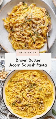 a bowl of brown butter acorn squash pasta