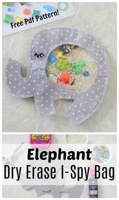 elephant dry erase i - spy bag with free printable pattern and instructions to make it