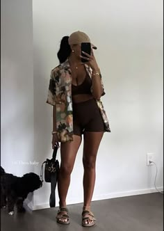 Open Shoes, Cute Vacation Outfits, Fest Outfits, Brown Crop Top, R 6