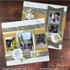 two scrapbook pages with pictures of people on them