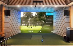 an indoor golf simulator is shown in this image