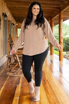 Our ALL NEW Slouchy is here!!! This mushroom cableknit tunic has a flattering CURVED hem, our signature dolman sleeves and long loose fit! This tunic is going to be your new go-to piece for the Fall and Winter or any time of year, really! It is seriously the softest material ever, and the neutral color makes it SO easy to style! Pair it with leggings, skinnies, booties, flats, a scarf, some glam accessories...seriously the opportunities are endless!! This comfy, cute beauty is a no-brainer!! 97% Flattering Plus Size Fall Outfits, Dressing Up Leggings Plus Size, Plus Size Fall Fashion For Women Date Night, Plus Neutral Outfits, Winter Vacation Outfits Plus Size, Tennessee Outfits Plus Size, Plus Size Neutral Outfit Fall, Big Girl Fall Outfits, Fall Office Outfits For Women Plus Size