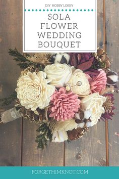 a bouquet with flowers on top of it and the words diy floral flower wedding bouquet