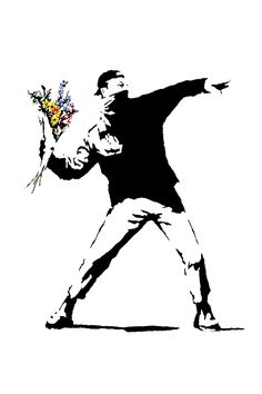 a man with flowers in his hand is depicted on a t - shirt that has the image of a tennis player holding a racket