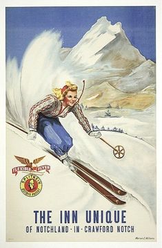 Crawford Notch Vintage Ski Poster Jackson Hole Skiing, Montana Winter, Ski Girl, Colorado Skiing, Winter Sport