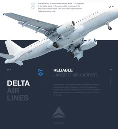 an airplane flying in the air with text below it that reads delta 6, lanelot air carrier