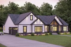 This house plan gives 2,283 square feet of single-level living with 3 bedrooms on the main floor (a fourth is possible if you finish the basement) and a 3-car garage with a 9' by 8' overhead door and a larger 16' by 8' overhead door giving you access to the 883 square feet of parking inside. Architectural Designs' primary focus is to make the process of finding and buying house plans more convenient for those interested in constructing new homes - single family and multi-family ones - as well as House Plans With 3 Car Garage, 1.5 Story House Plans Open Floor, House Plans With 3 Car Garage One Story, Single Level House Plans Open Floor, Small House With 3 Car Garage, House Plan With 3 Car Garage, House With Three Car Garage, 3 Car Garage Ranch House Plans, Ranch 3 Car Garage