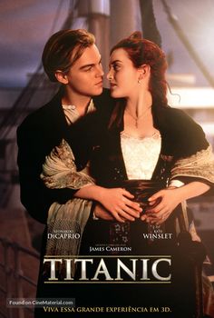 a movie poster for the film titanic with an image of a young man and woman