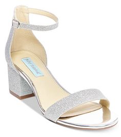 Silver Low Heels, Macys Shoes, Wedding Shoes Sandals, Blue By Betsey Johnson, Wedding Boots, Betsey Johnson Shoes, Evening Sandals, Low Heel Shoes, Flip Flop Shoes