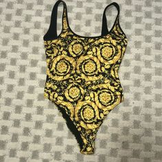 Worn Once Washed & Dry Cleaned Versace Gold, Gold Black, Womens Swim, One Piece Swimsuit, Versace, Swimming, One Piece, Women Shopping, Gold