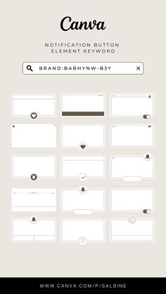 the canva notification button for element keyword is shown in black and white colors