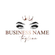 eyelashes and crown logo design for lashes business card or t - shirt, with the words'business name fafiire'on it