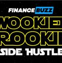 the title for star wars episode 3, featuring finnce buzzz and wookie - r