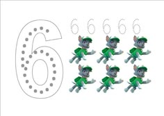 the number six is made up of numbers with mouses on them and an image of mice