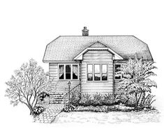 this is an ink drawing of a house