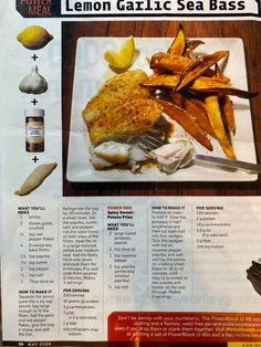 the recipe for lemon garlic sea bass is shown in an article about how to cook it