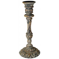 Provence Home Distressed Charcoal Grey & White Antiqued Carved Wood Candle Holder Provence Home, Cedar Hill Farmhouse, Farmhouse Shop, White Candle Holders, Wood Candle Holder, Wood Candle, Things For Home, French Country Farmhouse, Wood Candle Holders