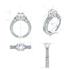 Draw Jewelry, Jewellery Rendering, Ring Drawing, Jewelry Sketches, Jewelry Sketch, Jewel Drawing