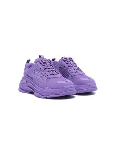 purple tonal design logo print to the side multi-panel design round toe front lace-up fastening chunky rubber sole Purple Streetwear Sneakers With Contrast Sole, Sporty Purple High-top Sneakers With Contrast Sole, Purple Sneakers With Rubber Sole For Streetwear, Low-top Purple Sneakers With Contrast Sole, Purple Low-top Sneakers With Contrast Sole, Purple High-top Sneakers With Rubber Sole For Streetwear, Trendy Purple High-top Sneakers With Round Toe, Casual Purple High-top Sneakers With Contrast Sole, Purple Sporty Sneakers With Rubber Waffle Outsoles