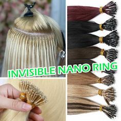 (eBay) Invisible Wire Nano Tip Hair Extensions Silicone Nano Ring Beads Link Human Hair Micro Hair Extensions, Nano Hair Extensions, Invisible Hair Extensions, Micro Braids Hairstyles, Hair Extensions Tutorial, Beaded Hair Extensions, Bead Extensions, Hair Extension Care, Fusion Hair Extensions