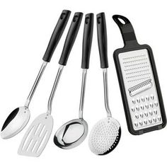 an assortment of kitchen utensils on a white background