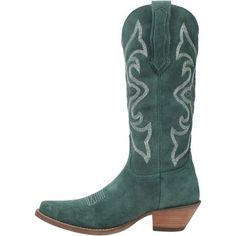 Constructed of soft suede in a myriad of colors, the Dingo1969 #OutWest is the best of classic western design. Traditional styling, fashion snip toe and western heel complete the look. | Dingo Women Out West DI 920 Boot, Green, 10M Height Insoles, Dingo Boots, Suede Cowboy Boots, Leather Cowgirl Boots, Styling Fashion, Giddy Up Glamour, Out West, Suede Leather Boots, Western Design