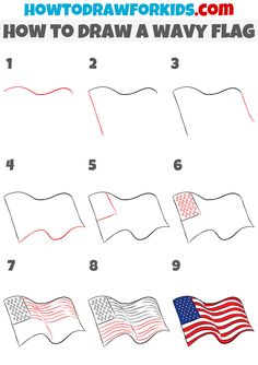 how to draw an american flag for kids and beginners with easy step - by - step instructions