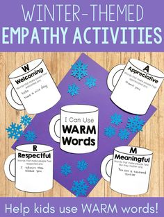 winter themed math activities for kids to help them learn how to use warm words in the winter