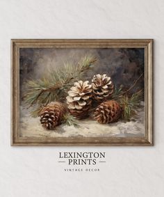 a painting with pine cones and needles on it