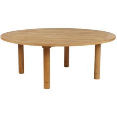 a round wooden table with four legs