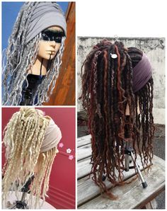 aYa Commissioned Order....Dreadlock Wig PLEASE MESSAGE ME WHAT COLOURS YOU WOULD LIKE YOUR DREADS TO BE. The above images are just examples. If you have any photos, that would be very useful :) Commissions take approximately 2-3 weeks to complete.... PLEASE MESSAGE WHAT COLOUR YOU WOULD LIKE YOUR DREADS 78/120 long length felted wool dreads are attached to a large elasticated crochet headband. This dreadwig is styled in an upstyle, ready for you to wear. Some dreads have added wraps and beads. S Dreadlock Wigs For Women, Pirate Belts, Dread Wigs, Dread Wig, Hippie Dreads, Dreadlocks Girl, Dawn Treader, Dreadlock Wig, 2023 Ideas