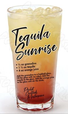 a tall glass filled with tequila sunrise